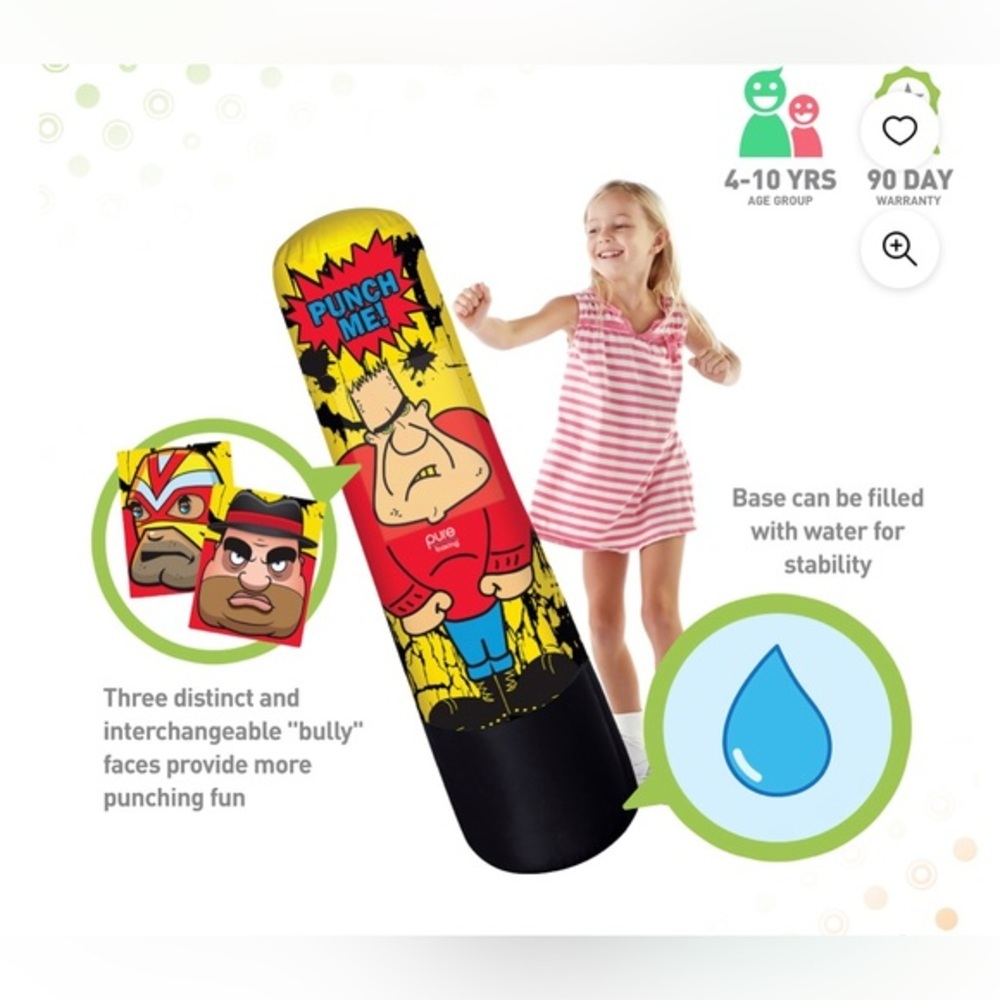 Pure Boxing Bully‎ Bag Inflatable Punching Bag for Kids, 56” new
